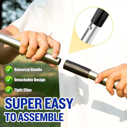 Dog Pooper Scooper for Large Dogs, 3 Pack Adjustable Long Handle Metal Tray, Rake and Spade Poop Scoop with Bin for Pet Waste Removal, No Bending Clean Up for Medium and Large Dogs