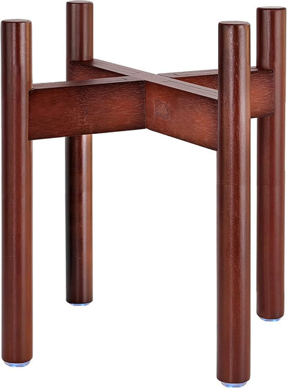 Stand for Dog Water/Food Bowl, Fountain Dishes and Feeders - Makes 14-inch High, Ideal for Large Breeds - Adjustable Sideways with Lock, Dark Wood - Bowls Not Included