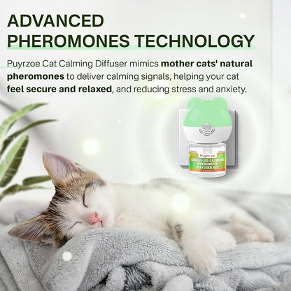 Cat 6-in-1 Calming Diffuser + Multivitamin 500 Chews for Cats – Stress Relief, Immune, Skin & Coat, Digestion, Brain & Bone Health for All Cats, 2 Diffusers + 4 Refills