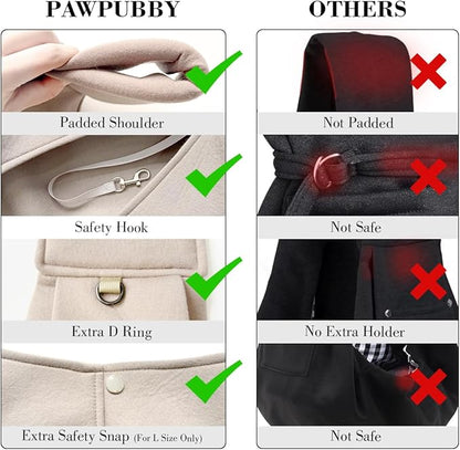 Dog & Cat Carrier Sling, Adjustable Soft Padded Shoulder Puppy Carrier, Hands-Free Dog Carrier Bag with Double Safety Buckles Premium Material for Outdoor Travel (Apricot, L)