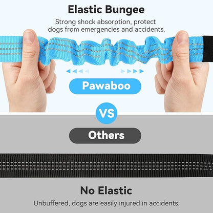 Pawaboo Dog Seatbelt for Car, 3-in-1 Dog Seat Belt Bungee, Shockproof Dogs Tether for Car with Buckle & Hook Latch, Adjustable Reflective Dogs Cars Harness Leash with 360° Lockable Buckle, Blue