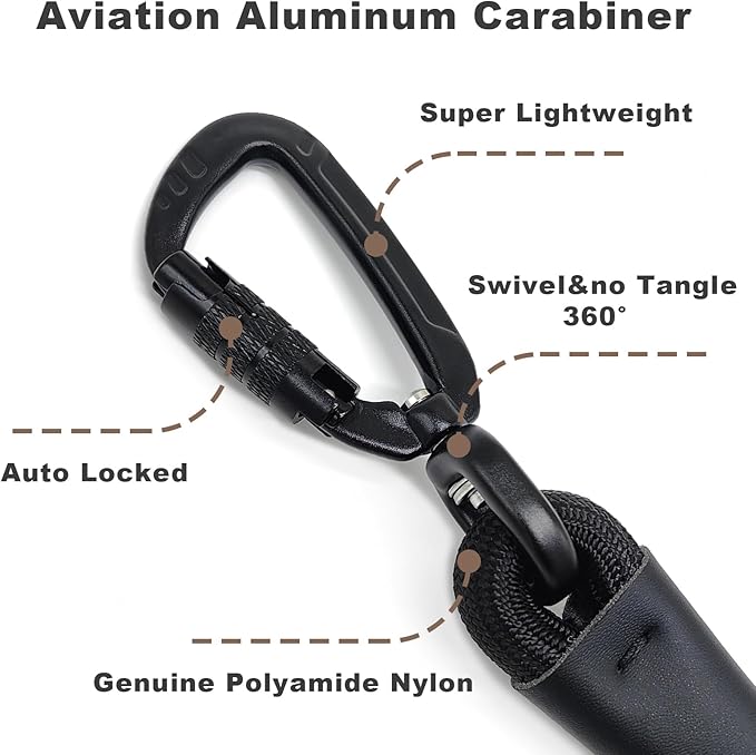 Rope Dog Leash, 4 ft Heavy Duty Dog Leash with Aviation Aluminum Auto Locking Carabiner, Strong Nylon Pet Lead for Small, Medium, Large Dogs (Navy Blue, 4FT)
