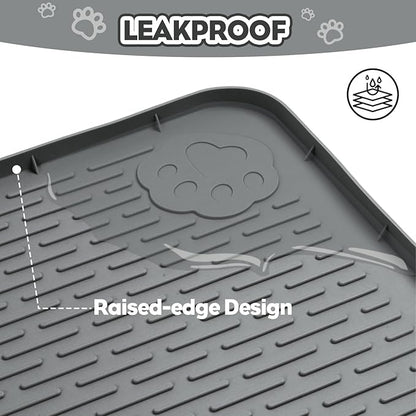 Cat Litter Mat, Extra Large 40" x 28" Silicone Mat Litter Trapping Mat for Scatter Control, Soft on Kitty Paws, Easy to Clean (Dark Gray)