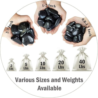 10 lbs Pebbles for Outdoor Landscaping, 1-2 inch Black River Rocks for Plants Indoor, Decorative Black Stones for Planters Vase Aquarium Rocks and Garden Rocks