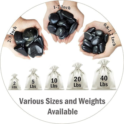 2 lbs Black Pebbles for Indoor Plants, 1-2 Inch Decorative River Rocks for Planters, Landscaping Stones, Vase Fillers and Outdoor Garden