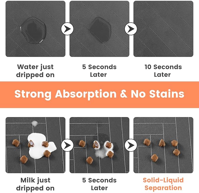 Pet Feeding Mat-Absorbent Pet Placemat for Food and Water Bowl, with Waterproof Rubber Backing, Quick Dry Water Dispenser Mat for Dog and Cat(Christmas, 16"x24")