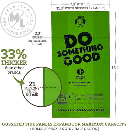 Doggy Do Good Poop Bags for Dogs (200 Ct), Easy Open Dog Poop Bags Rolls, Certified Home Compostable