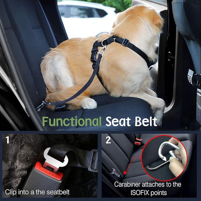 Dog Seat Belt, Safety Vest Dog Car Harness with Adjustable Buckle Dog Seat Belt for Vehicle Nylon Pet Safety Seat Belts Heavy Duty(XL, Purple)