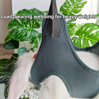 Rabbit Grooming Hammock with Safety Belt for Nail Clipping, Grooming, Bunny Bathing Bag for Nail Trimming, Cat Claw Care Bag, Small Animal Grooming Harness (Red,X-Small)