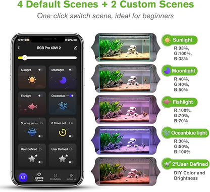 hygger 25W Smart Aquarium Light, Bluetooth LED Light with App Control, Full Spectrum Fish Tank Light with 24/7 Lighting Cycle, 5 Modes, Adjustable Timer, for 18"-24" Freshwater Planted Tank