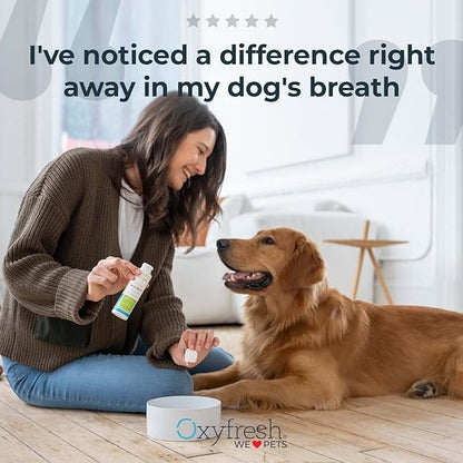 Oxyfresh Premium Pet Dental Kit for Dogs & Cats – Easy Solution for Dog and Cat Fresh Breath, Clean Teeth, Control Plaque & Tartar – Vet Formulated Pet Toothpaste 4oz + Water Additive 16oz Kit
