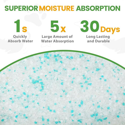 NEWORD Crystals Cat Litter Silica Gel, 14LB Bag, Superior Odor Control, Non Clumping Cat Litter, Lightweight Cleaning Crystals for Home Kitty Litter Boxes Cats Pets, Aloe Vera Fragrance