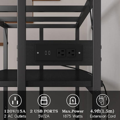 Sturdy Metal Aquarium Stand with Power Outlets, Adjustable Storage Cabinet - 660LBS Capacity, Black - Suitable for 40 Gallon Fish Tank, Turtle Tank, Fish Tank Accessories - Perfect Fish Tank Stand for Organization and Convenience