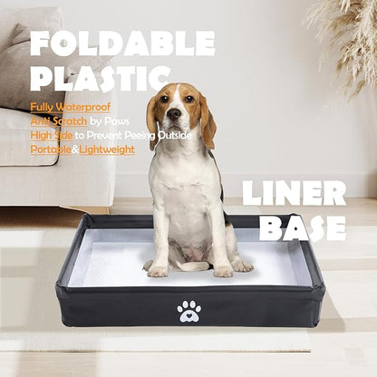 MEEXPAWS Dog Pee Pad Holder Foldable, Puppy Pad Holder Liner Base High Side, Dog Litter Box Indoor 23 x15 in, Training Leak-Proof Easy Clean