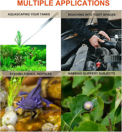 Extra Long Tweezers, Aquascape Tools, 18.9 inch Fecsam Aquarium Stainless Steel Large Feeding Tongs for Fish Tank, Terrarium，Aquascaping, Reptile Snake (Straight)