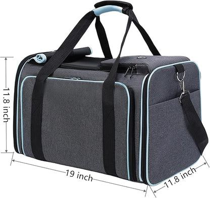 Cat, Dog Carrier for Pets Up to 20 Lbs,Sides Expandable Pet Carrier Bag Large Mesh Safe,Airline Approved Animal Carrier,Soft Sided Collapsible Pet Travel Carrier,Foldable Portable Pet Home(Blue)