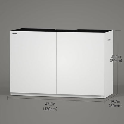 LANDEN Aquarium Wooden Stand and Cabinet for up to 72.2 Gal Tank, Fish Reptile Sea Salt WaterTank Stand, Nano Foam Leveling Mat Included, W47.2xD19.7xH31.5 in, Wooden Matte White Painted(Stand Only)