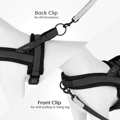 Didog No Pull Dog Harness with Breathable Mesh Padded, Full Reflective & Quick Fit Adjustable Vest Harness, Easy for Training Walking for Small & Medium and Large Dogs (Black, L:Chest 26-32")