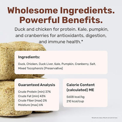 Superfood Nuggets- Premium, Freeze-Dried raw Dog Food Topper or Treat. Powerful Nutrient-Dense Ingredients. No Artificial additives. Duck and Kale Formula 8oz - 4pk Bundle
