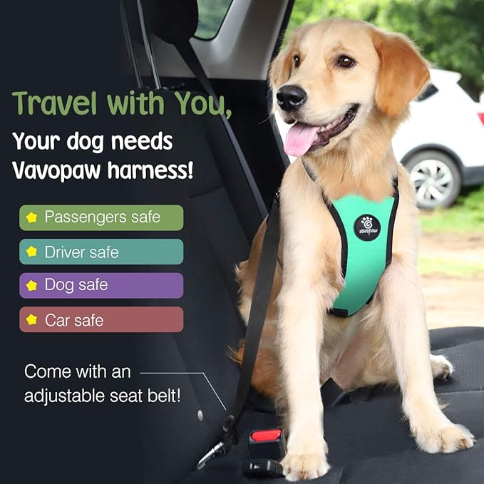 Dog Seat Belt, Safety Vest Dog Car Harness with Adjustable Buckle Dog Seat Belt for Vehicle Nylon Pet Safety Seat Belts Heavy Duty(S, Lake Blue)