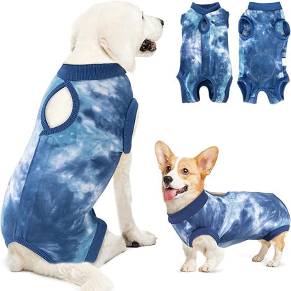 Lukovee Recovery Suit for Dogs, Onesie Surgery Recovery Suit for Female Male Dogs, Abdominal Wounds Cone E-Collar Alternative Prevent Licking Spay Recovery Suit (TBL,M)