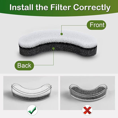 Cat Water Fountain Filter,Arc-Shaped Sponge Activated Carbon Cat Fountain Filters Replacement Filter Compatible WF050 & WF100 Automatic Pet Water Fountain(6 Pack)
