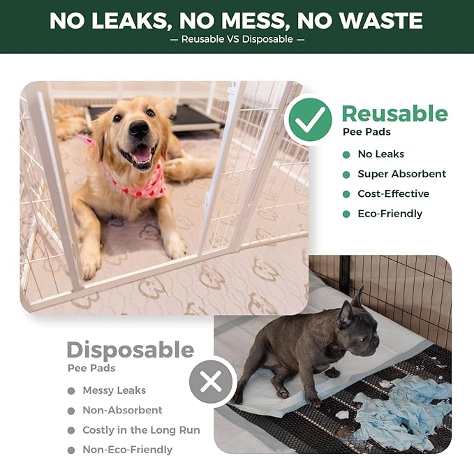FXW Washable Pee Pads for Dogs, Puppy Pads with Super Absorbent, Specifically Designed for FXW Rollick/Homeplus 32/40/45inch 6 Panels Dog Playpen, 35" Hexagon, Khaki, 2 Packs