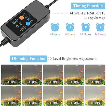 HITOP 40-44in Full Spectrum LED Aquarium Light with Timer, Auto 24/7 Lighting Cycle& 10-Level Brightness Adjustment, Fish Tank Light for Plant Growth, with Extendable Brackets