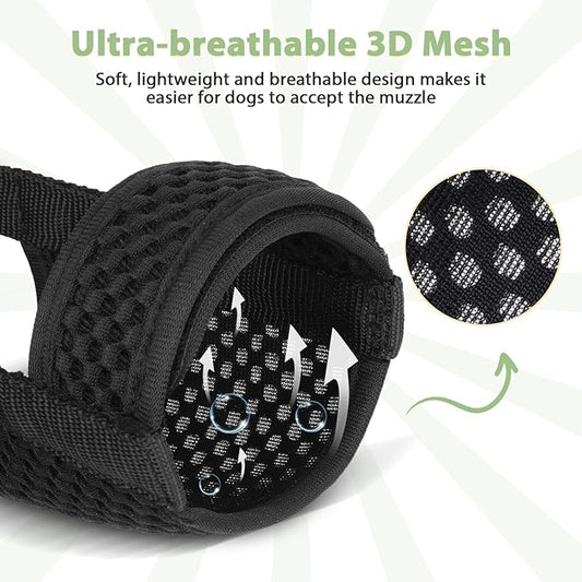 Mayerzon Dog Muzzle with Hook and Loop for Large Medium Small Dogs, Patented Soft Mesh Beagle Labrador Puppy Muzzles for Biting Chewing Grooming, Breathable, Adjustable, Allows Panting Drinking