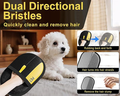 2Pcs Electrostatic Gloves Pet Hair Removal, Reusable Cat & Dog Hair Remover for Couch, Furniture, Carpet, Curtain, Upgraded Animal Fur Removal Tool, Cat Grooming Gloves