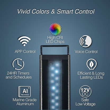 CURRENT USA ColorPlus Smart Freshwater Aquarium & Terrarium LED Light with App and Voice Control | Alexa & Google Home Compatible | Extra Vivid Colors for Fish Tank| Aluminum (for Tanks 48" to 60")