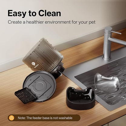Automatic Cat Feeder WiFi- 5Ghz Cat Food Dispenser with APP Remote Control- Auto Pet Feeder for Small Dog Indoor- Easy to Set Up and Clean- Dual Power with Desiccant Bag& Stainless Steel