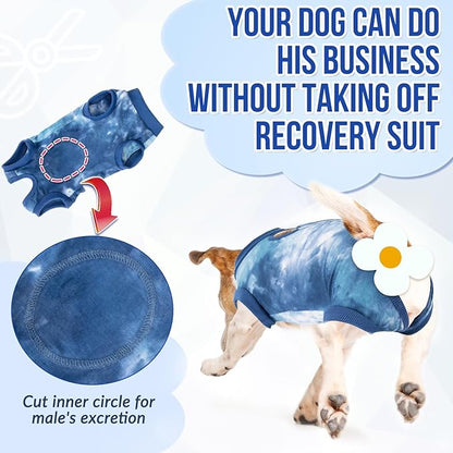 Lukovee Recovery Suit for Dogs, Onesie Surgery Recovery Suit for Female Male Dogs, Abdominal Wounds Cone E-Collar Alternative Prevent Licking Spay Recovery Suit (TBL,M)