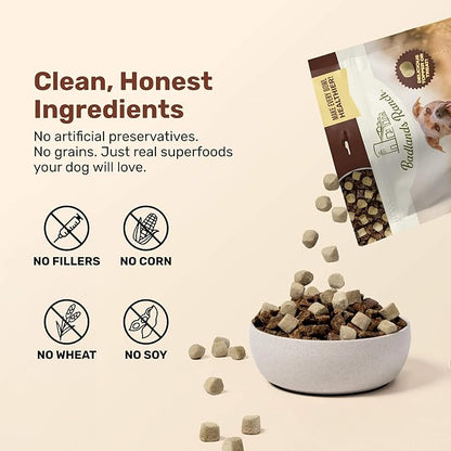 Superfood Nuggets- Premium, Freeze-Dried raw Dog Food Topper or Treat. Powerful Nutrient-Dense Ingredients. No Artificial additives. Duck and Kale Formula 8oz - 4pk Bundle