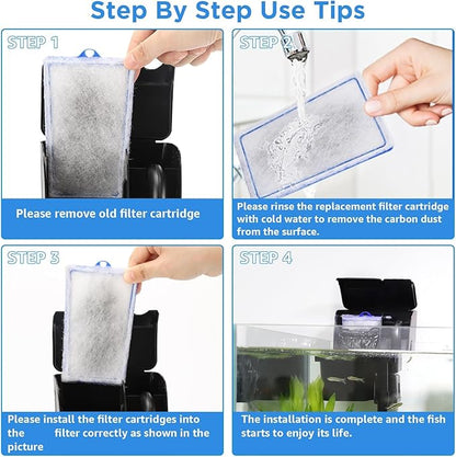 6 Count Assembled Large Filter Cartridges Compatible with Tetra Whisper Bio-Bag Filters 20i 40i IQ20/30/45/60 PF20/30/40/60, Large Replacement Filter Cartridges for Whisper Filters & Aquariums