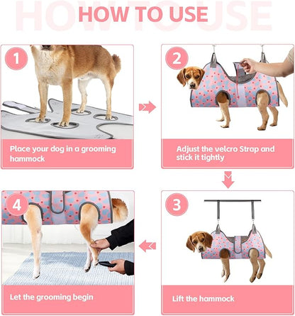 Dog Grooming Hammock for Small Dogs & Cats, Dog Grooming Harness for Nail Trimming, Pet Grooming Sling Helper with Nail Clippers/Nail Trimmers