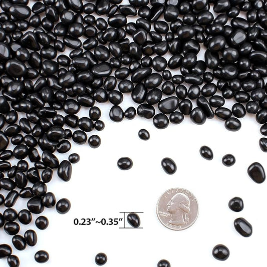 Keedolla 15 Oz Aquarium Fish Tank Gravel Rocks Glass Pebbles Gemstones, Black Glass Stones Vase Filler for Fountain Succulent Plant Decorative Rock Pebble Stone
