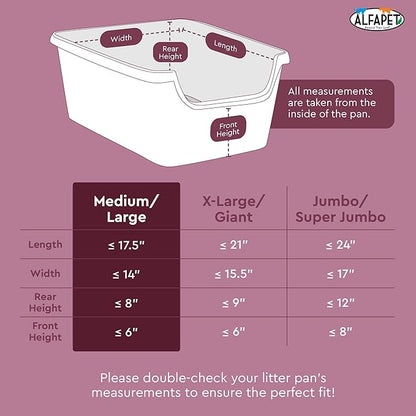 Alfapet Elastic Cat Litter Box Liners - Large 12 Count - Tear-Resistant Cat Litter Bags - Waterproof Kitty Litter Liners - Fits Litterbox Pan Sizes Medium and Large, 31" x 17", 20 lb Capacity