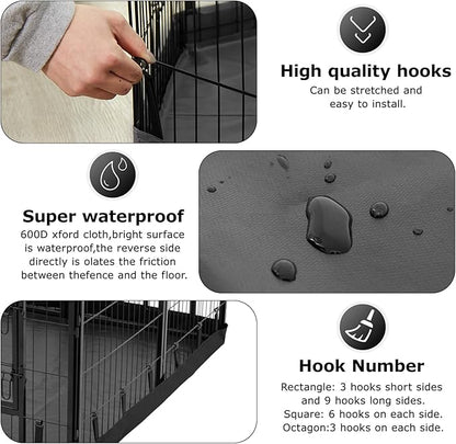 PJYuCien Rectangle Dog Playpen Bottom Pad - Fits 8 Panels 32"" Width Metal Dog Playpen -32""x96"" Size 600D Oxford Cloth Waterproof Playpen Bottom Pad (Note: Only Bottom Pad, No Playpen!!!), Black