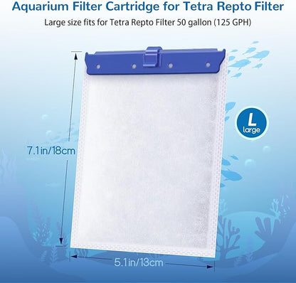 Aquarium Filter Cartridge for Tetra Whisper Bio Bag Power Filters, 12 Pack Large Filter Cartridges for Tetra Repto Filter