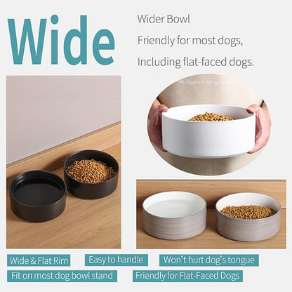 Dog Bowl Ceramic for Medium Large Breed, Heavy Weighted Dog Food Water Feeder Dish,8 in Non - Slip Modern Cute Extra Big Porcelain Pet Bowl Maze Marble Pink