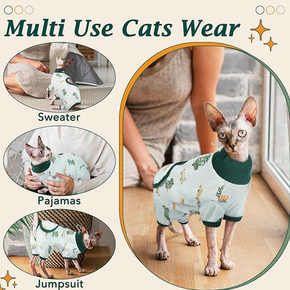 DENTRUN Cat Surgery Recovery Suit Female Male Soft Onesie, Kitten Surgical Collar Cone Alternative Shirt, Abdominal Wounds Anti-Licking Pajama for Small Pets Spay, Cat Body Suit Post Surgery