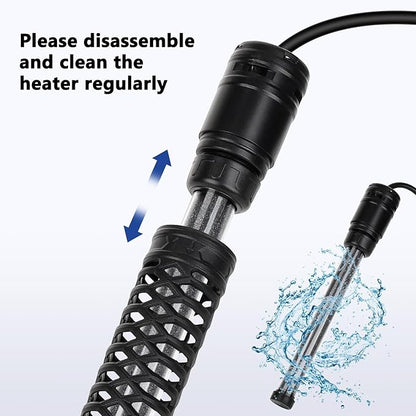 AQQA Aquarium Heater,Submersible Fish Tank Heater 59-93°F/15-34°C External Controller,Rapid Heating,Ultra-high Temperature Protection,Automatic Power-Off When Leaving Water (500W for 80-135 Gallon)