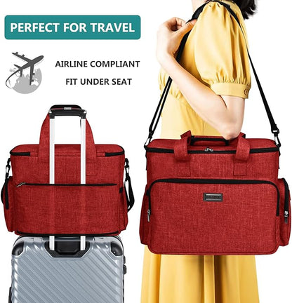 BAGLHER Dog Travel Bag, Pet Travel Bag (ALL Pet Travel Supplies), With 2 Pet Food Containers and 2 Collapsible Silicone Bowls; Essential Kits for Pet Travel Red