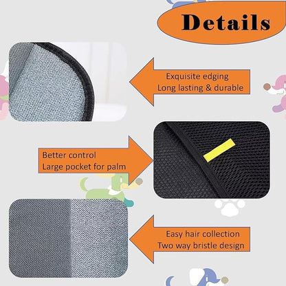 2 PCS Pet Hair Removal Glove for Cats & Dogs, Electrostatic Grooming Gloves for Pet Hair, Reusable Double Sided Static Hair Remover for Couch, Furniture, Carpet & Car Seat