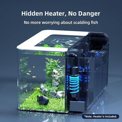 Betta Fish Tank, 2.5 Gallon Aquarium Kit with Modular Filtration, Heater, Light, Self Cleaning, Oxygenation, Small Fish Tank for Goldfish, Guppy, Shrimp