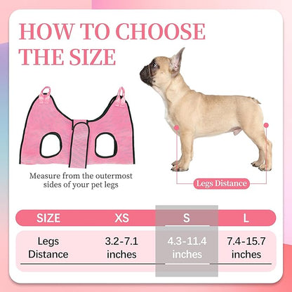 PatiencET Dog Grooming Hammock, Pet Grooming Hammock for Cats & Dogs with Security Strap, Dog Sling for Nail Trimming with Nail Clippers/Trimmer, Nail File, Pet Comb(Pink S)