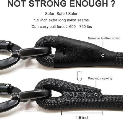 Rope Dog Leash, 4 ft Heavy Duty Dog Leash with Aviation Aluminum Auto Locking Carabiner, Strong Nylon Pet Lead for Small, Medium, Large Dogs (Black, 4FT)