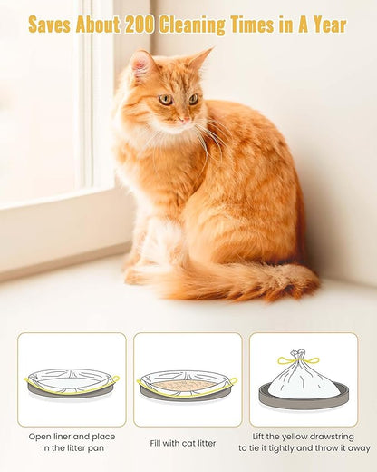 KONE Cat Litter Box Liners, 30 Count Jumbo Extra Durable Large Drawstring Kitty Litter Pan Bags Cat Waste Litter Bags Pet Cat Supplies 36" x 18"