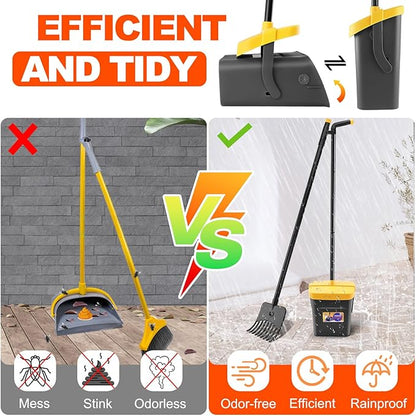 LANNEY Pooper Scooper - 46" Long Adjustable Handle Dog Pooper Scooper, Swivel Bin, Rake and 35 Waste Bag, Heavy Duty Poop Scooper for Large Medium Small Yard Dog Pet